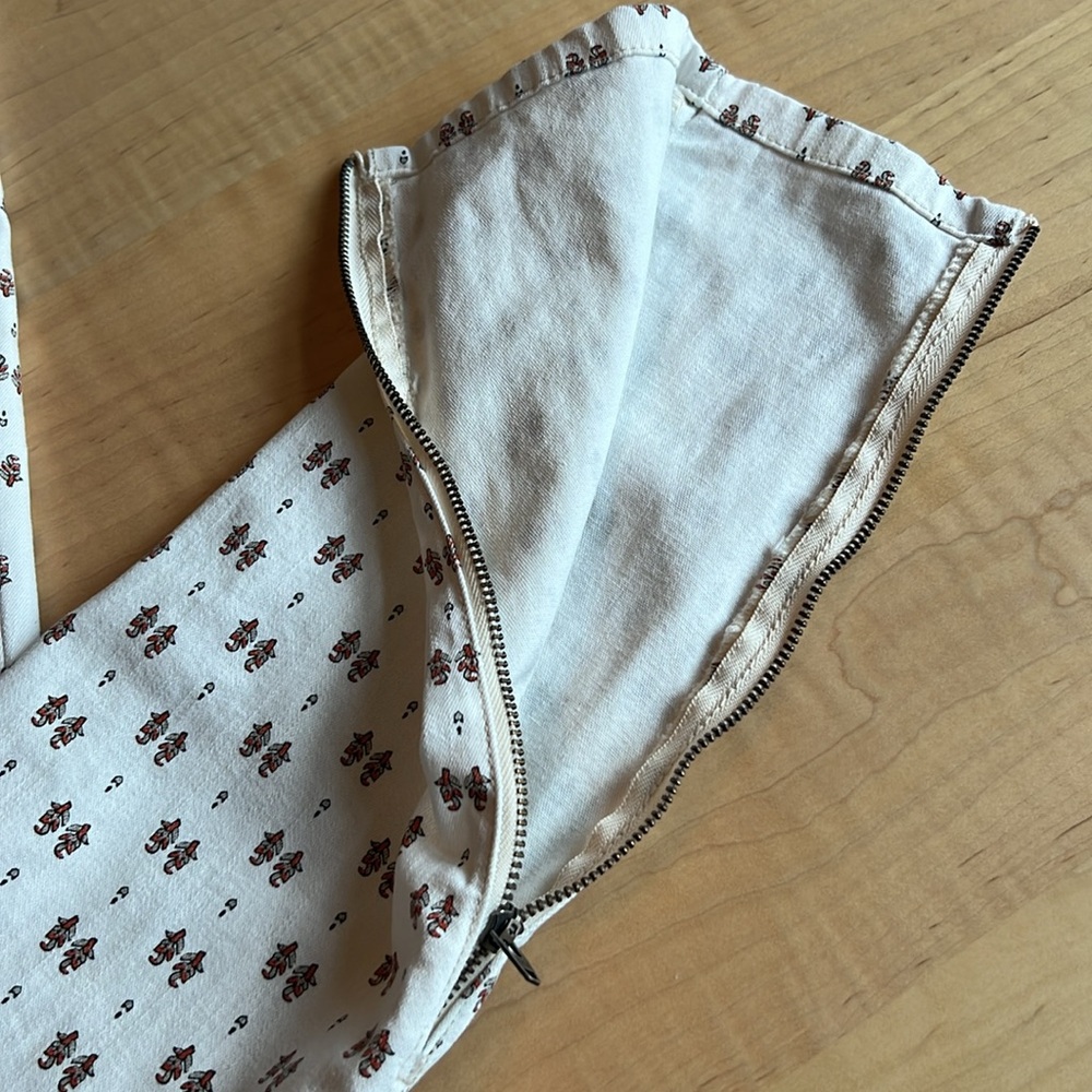 Pilcro Cream Skinny Jeans with Brown Floral Dot Print - Picture 4 of 13